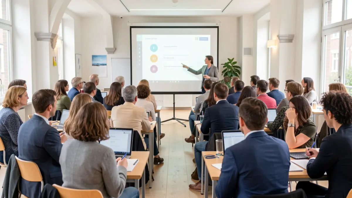 Image générique d'un atelier de recherche d'emploi à Bruxelles, montrant des participants engagés et un animateur.