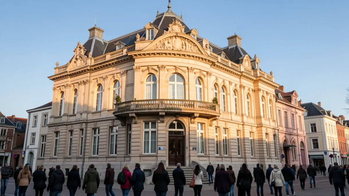 Facade of the Woluwe-Saint-Lambert town hall, a public building with classic architecture.