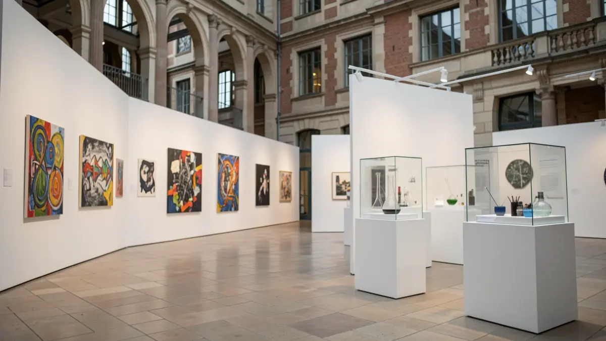 Art & memories exhibition at ULB, featuring artworks and research projects.