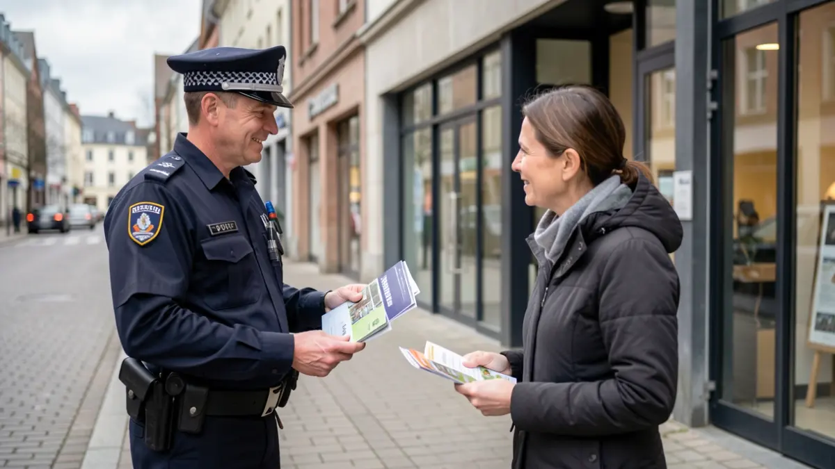 Conseillers en prévention et policiers informent les citoyens sur la prévention des vols devant le shopping Cora à Woluwe-Saint-Lambert.