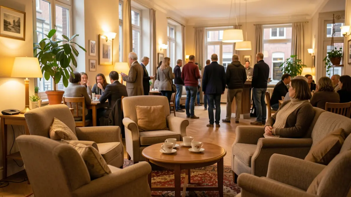 Generic image of a warm and welcoming interior space with comfortable seating and soft lighting, suggesting a place for conviviality.