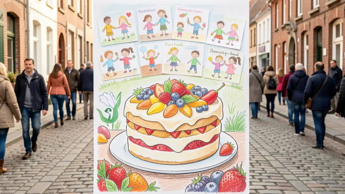 Dessin d'enfant représentant un dessert équitable et local, dans le cadre de la Sweet Revolution à Ganshoren.