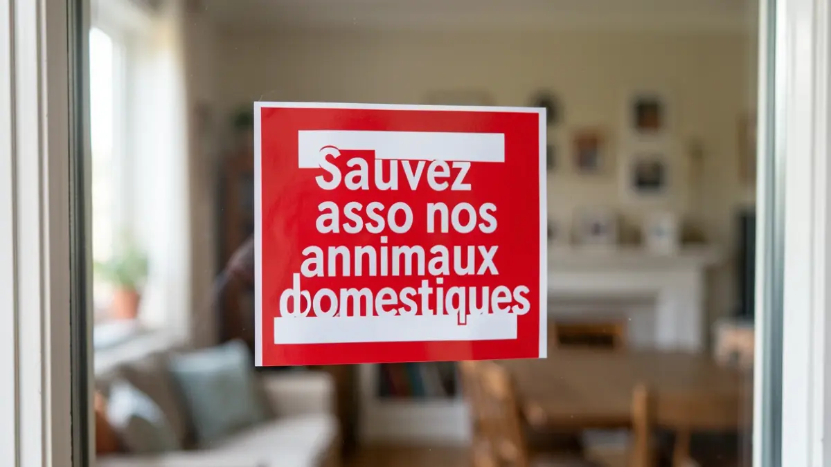 Generic image of a 'Save our pets' sticker placed on a window.
