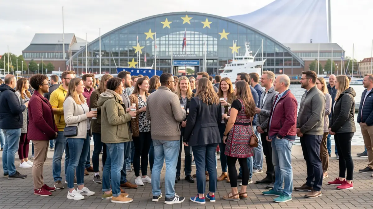 Generic image of people wearing mismatched shoes in front of the Gare Maritime in Brussels, symbolizing diversity and inclusion.