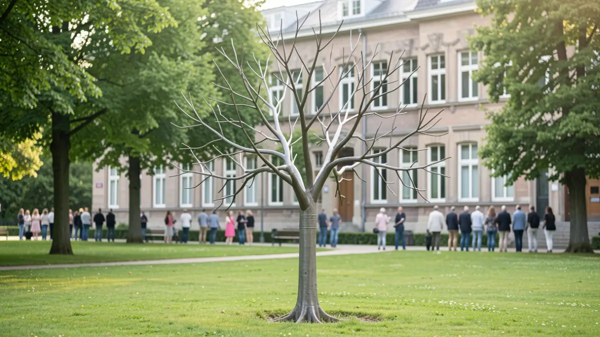 Generic image of a symbolic tree sculpture in a park in Brussels.