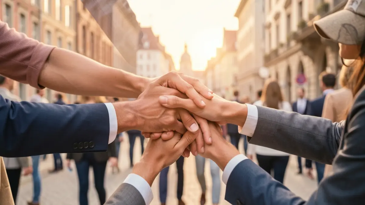Generic image of hands connecting to symbolize collaboration between the non-profit, real estate.